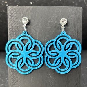 Blue Floral Drop Earrings